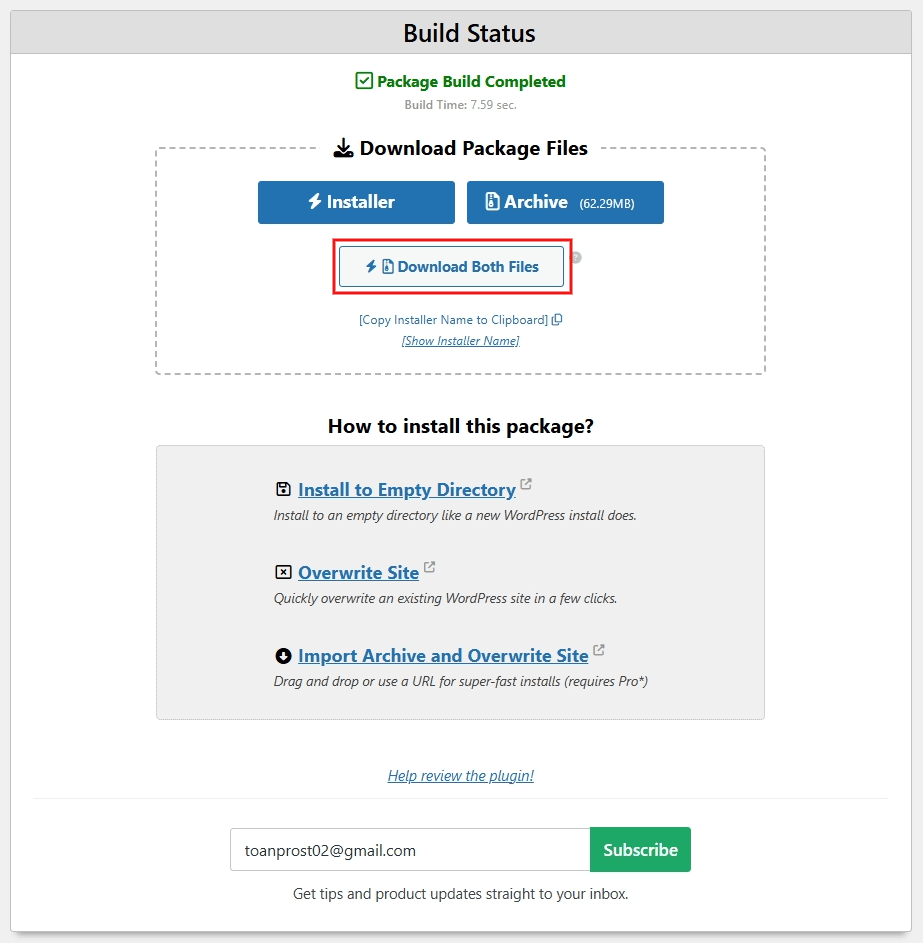 hướng dẫn sử dụng plugin duplicator để chuyển host cho wordpress 6