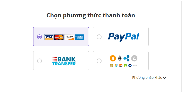 chọn tên miền và thanh toán