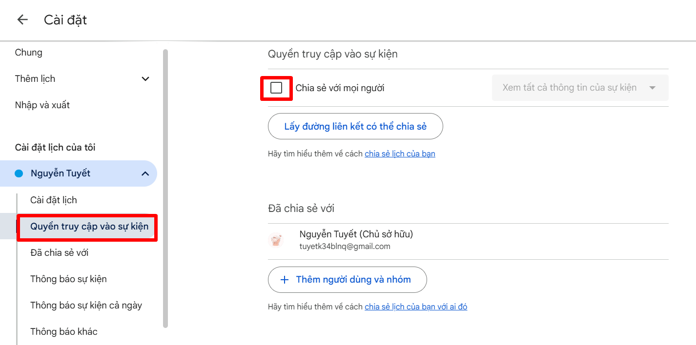 hướng dẫn cách chia sẻ lịch google calendar với người khác 6