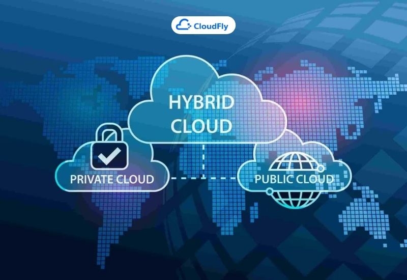 khái niệm của public cloud, private cloud và hybrid cloud
