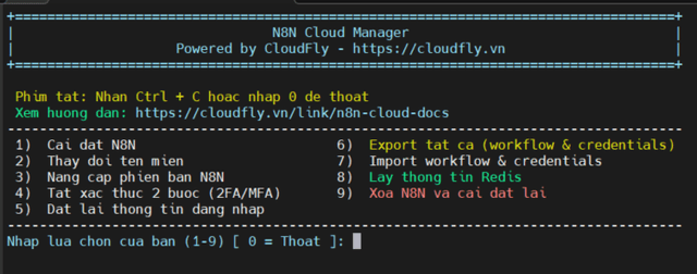 Hướng dẫn sử dụng n8n-host để Quản lý N8N Trên Cloud Server