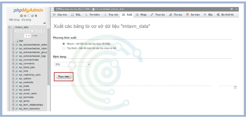 backup cơ sở dữ liệu wordpress 4