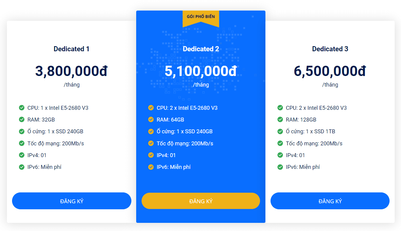 bảng giá cho thuê máy chủ dùng riêng tại cloudfly