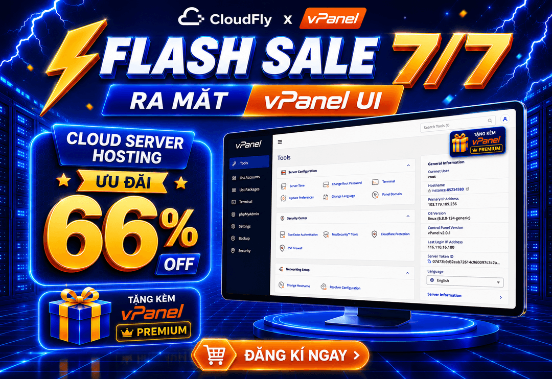 FLASH SALE 77 X RA MẮT VPANEL UI  ƯU ĐÃI CLOUD ĐẾN 66
