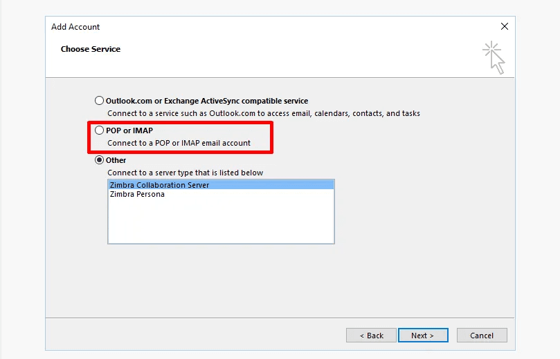 cách cài đặt zimbra mail trên outlook 2