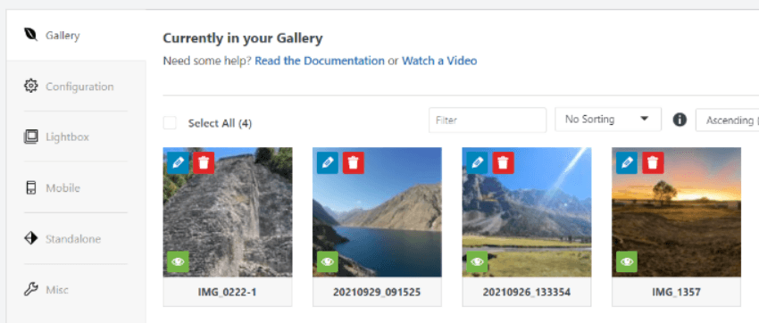 cách chỉnh sửa cài đặt image gallery trong envira gallery 1