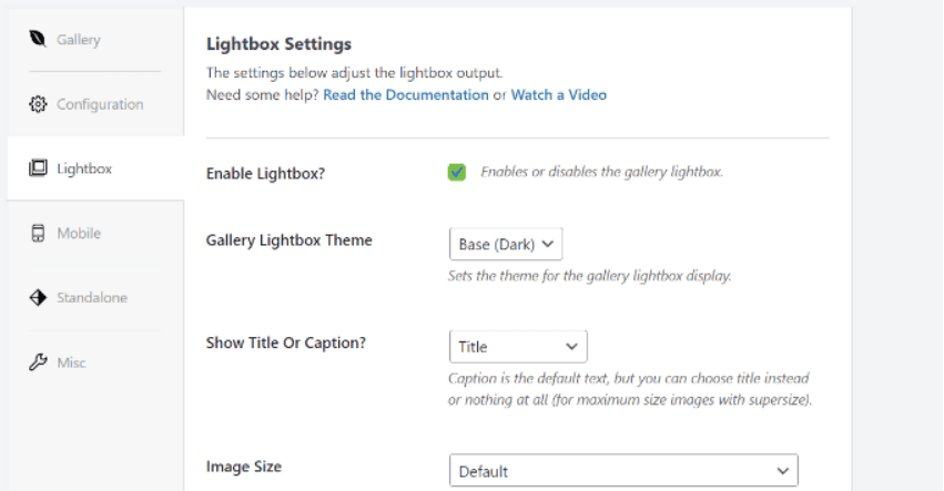 cách chỉnh sửa cài đặt image gallery trong envira gallery 4
