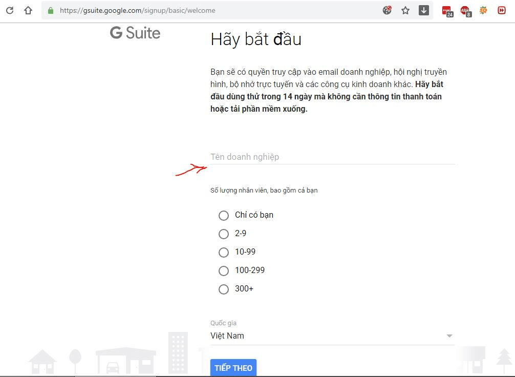 cách đăng ký email doanh nghiệp miễn phí với gsuite