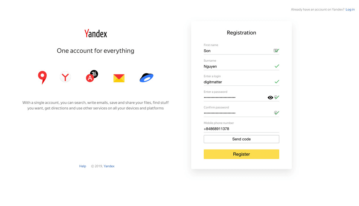 cách đăng ký email theo tên miền công ty với yandex