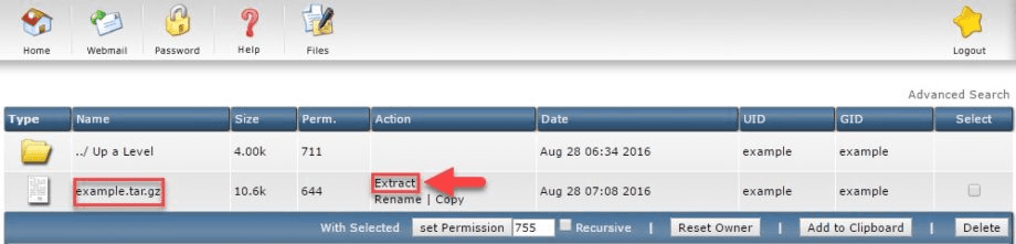cách giải nén file trên directadmin 1
