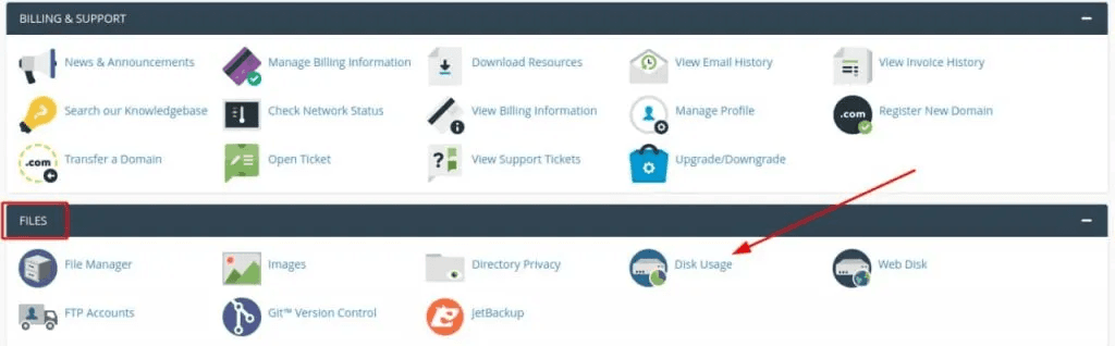 cách xem dung lượng trang web hosting với cpanel 1