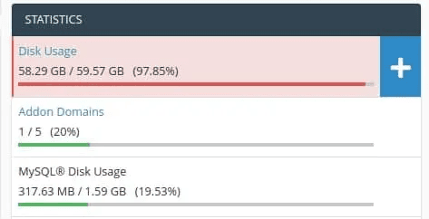 cách xem dung lượng trang web hosting với cpanel khác 1