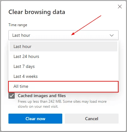 cách xóa bộ nhớ cache trên microsoft edge 4