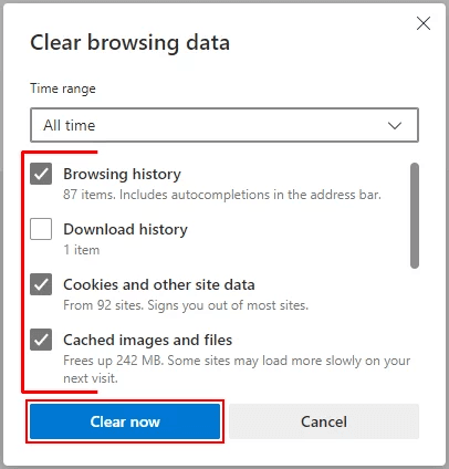 cách xóa bộ nhớ cache trên microsoft edge 5