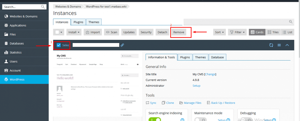 cách xóa trang web trên hosting 2