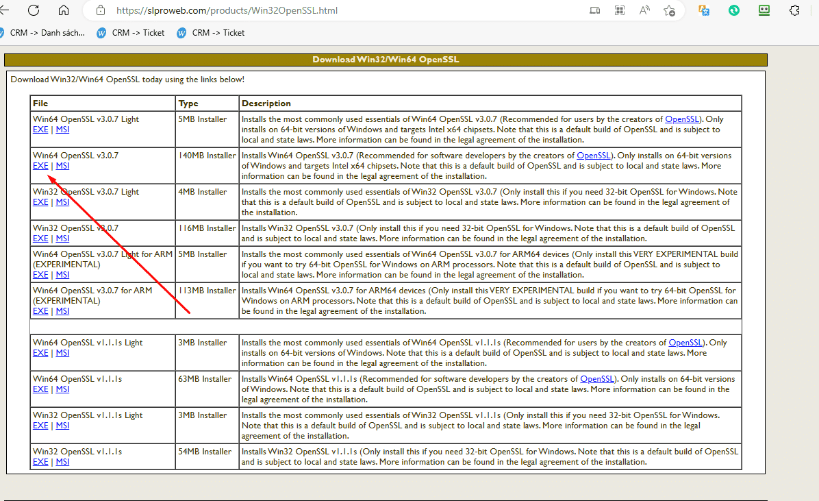 cài đặt openssl windows từ shining light productions 1