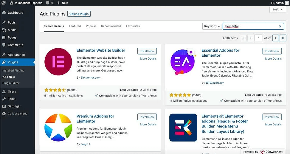 cài đặt plugin elementor với wordpress dashboard