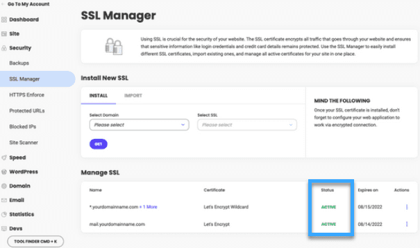 cài đặt ssl let's encrypt miễn phí trên siteground