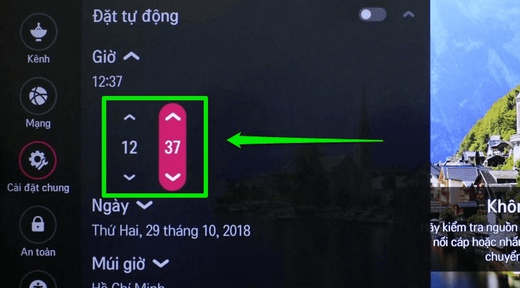 cập nhật lại ngày giờ cho tivi lg