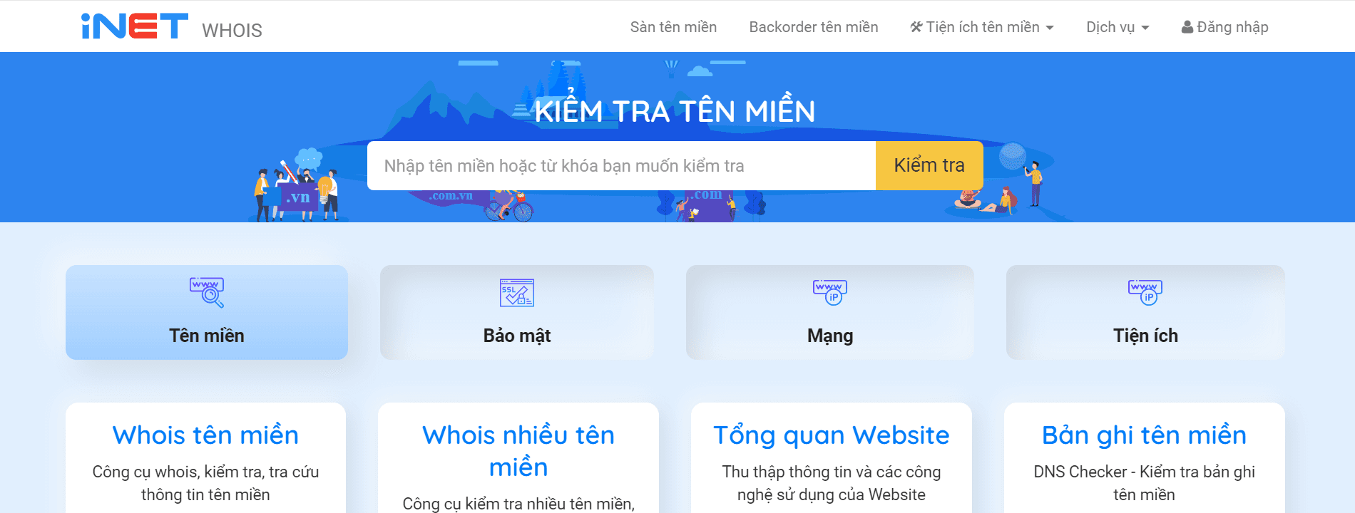 check thông tin domain tại whois.inet.vn