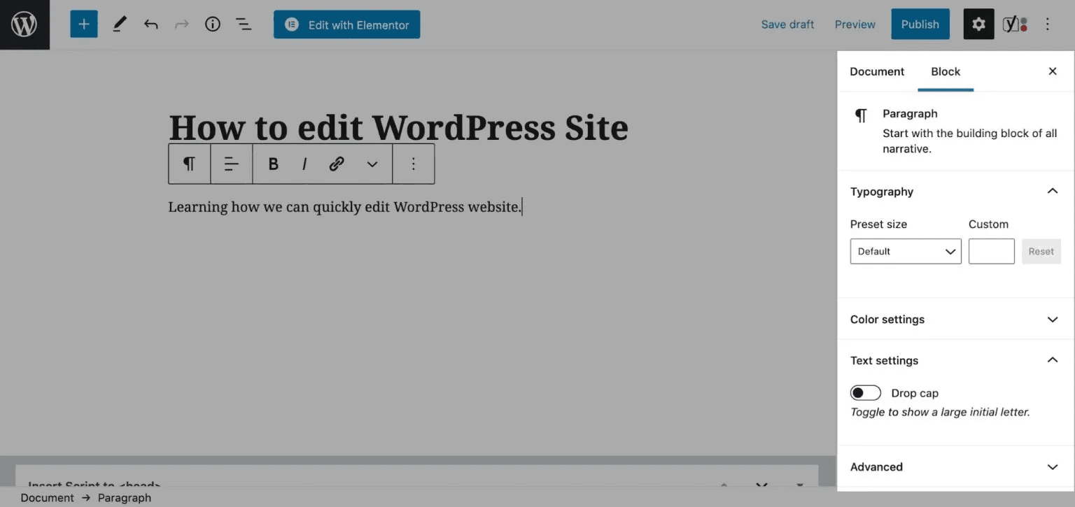 chỉnh sửa giao diện wordpress bằng block editor gutenberg