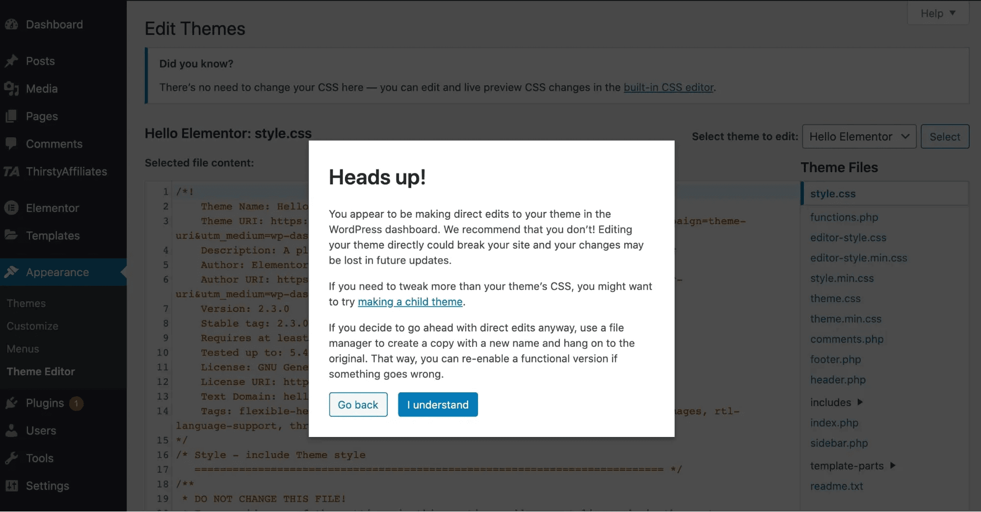 chỉnh sửa source code bằng wordpress html editor