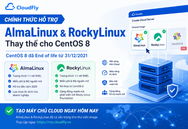 CloudFly chính thức hỗ trợ image Hệ điều hành AlmaLinux và RockyLinux