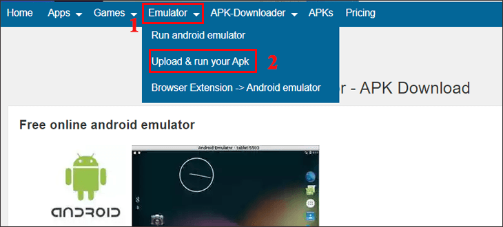 giả lập android trên pc bằng apk online