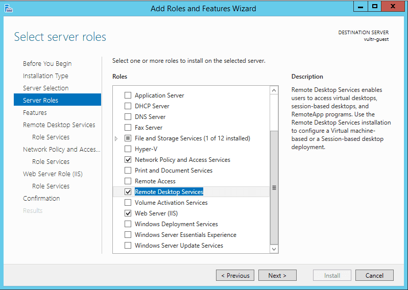  Bật Remote Desktop Service trong Server Roles