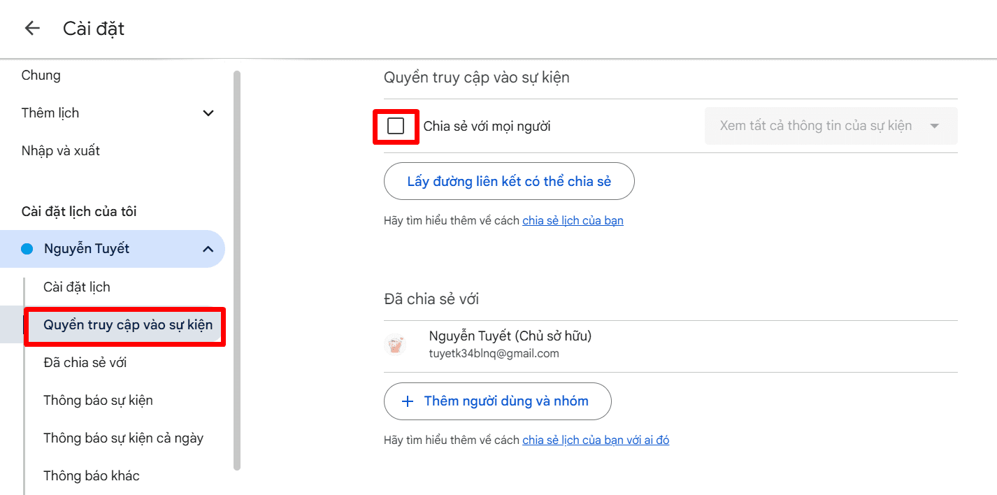 hướng dẫn cách chia sẻ lịch google calendar với người khác 6