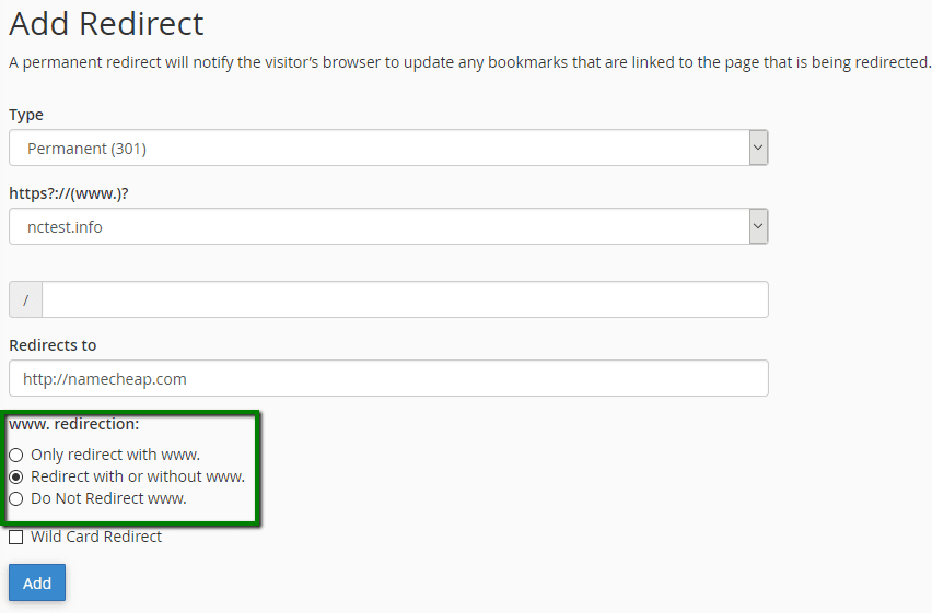 hướng dẫn cách redirect domain trong cpanel