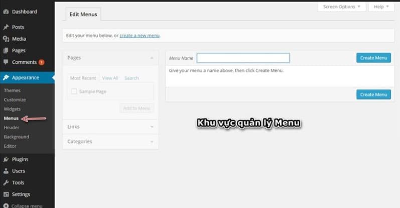 hướng dẫn cách tạo menu wordpress chi tiết 1