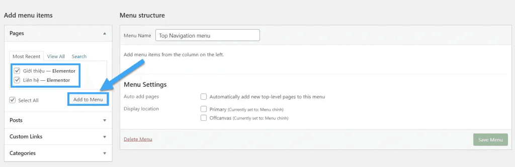 hướng dẫn cách tạo menu wordpress chi tiết 3