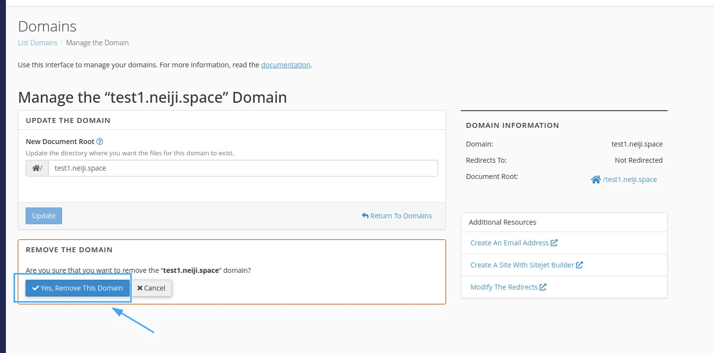 hướng dẫn cách xóa subdomain trong cpanel 5