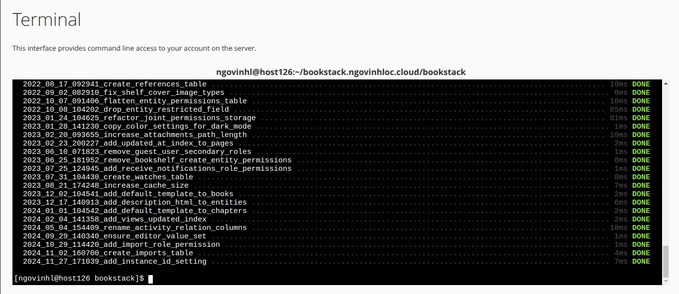 hướng dẫn cài đặt bookstack trên cpanel 11