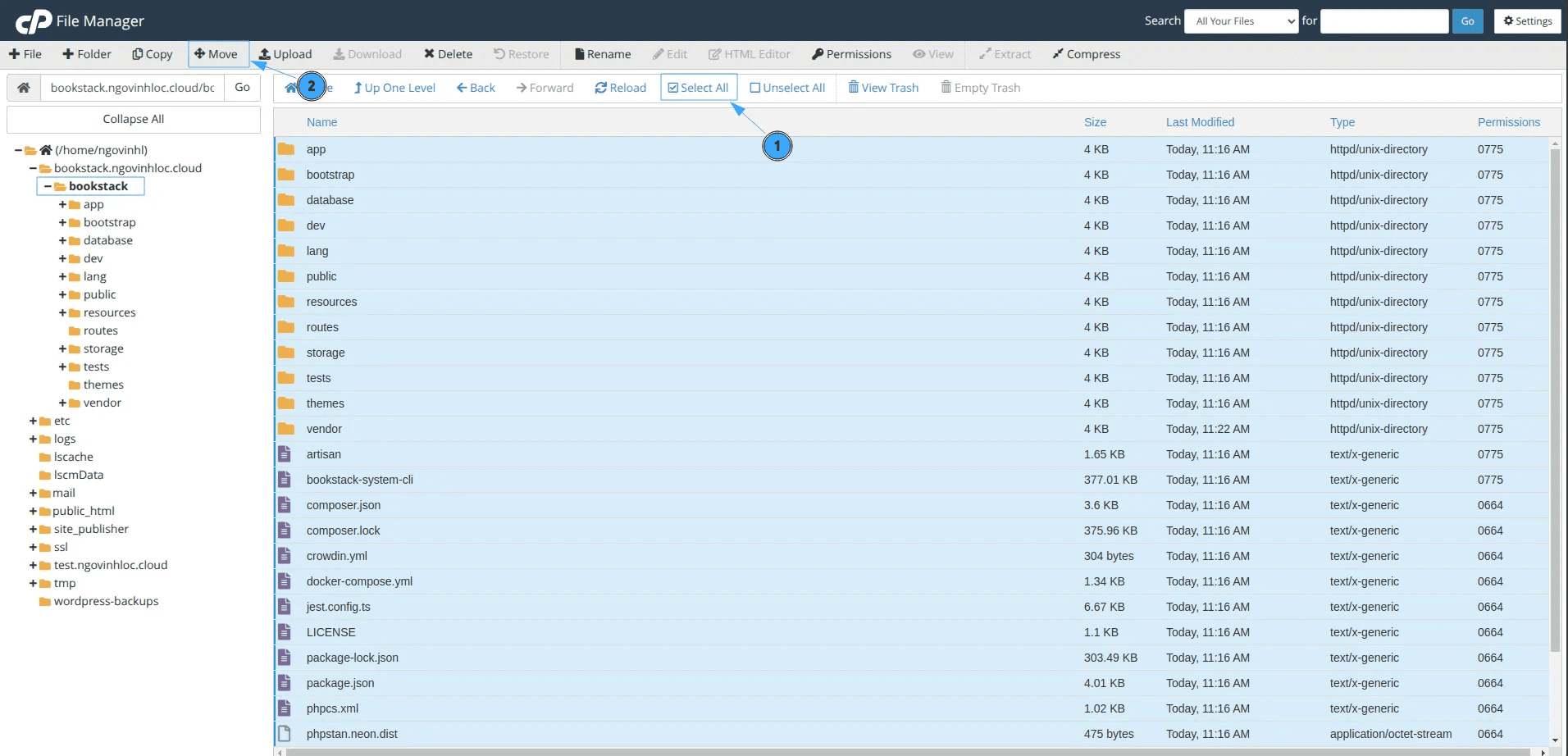 hướng dẫn cài đặt bookstack trên cpanel 12