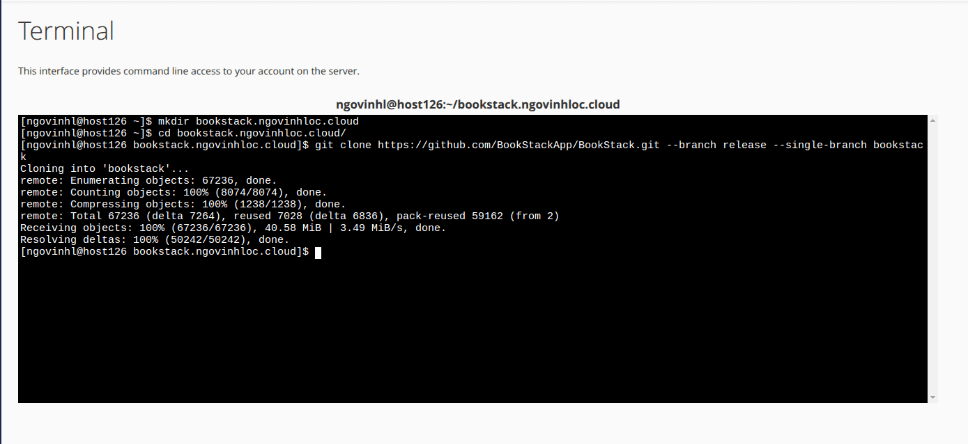 hướng dẫn cài đặt bookstack trên cpanel 7