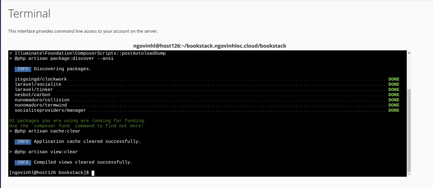hướng dẫn cài đặt bookstack trên cpanel 8