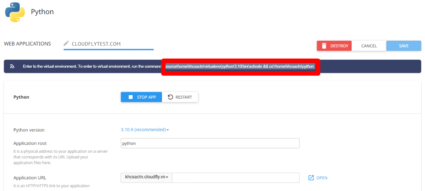 hướng dẫn cài đặt python app trên cpanel hosting chi tiết 4