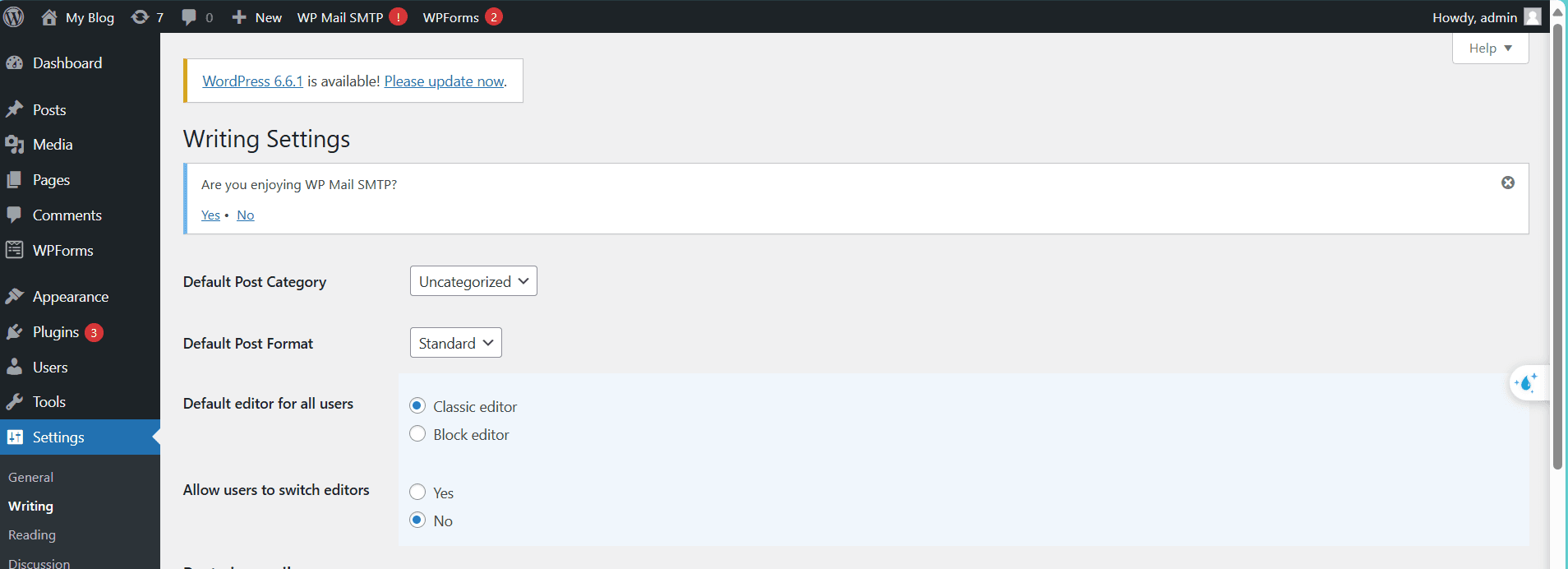 hướng dẫn chỉnh trình soạn thảo văn bản wordpress về bản cũ 6