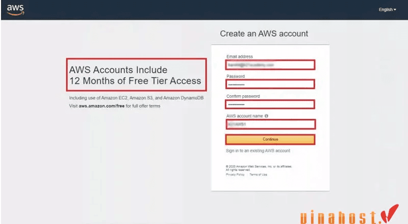 hướng dẫn đăng ký tài khoản amazon vps hosting 2