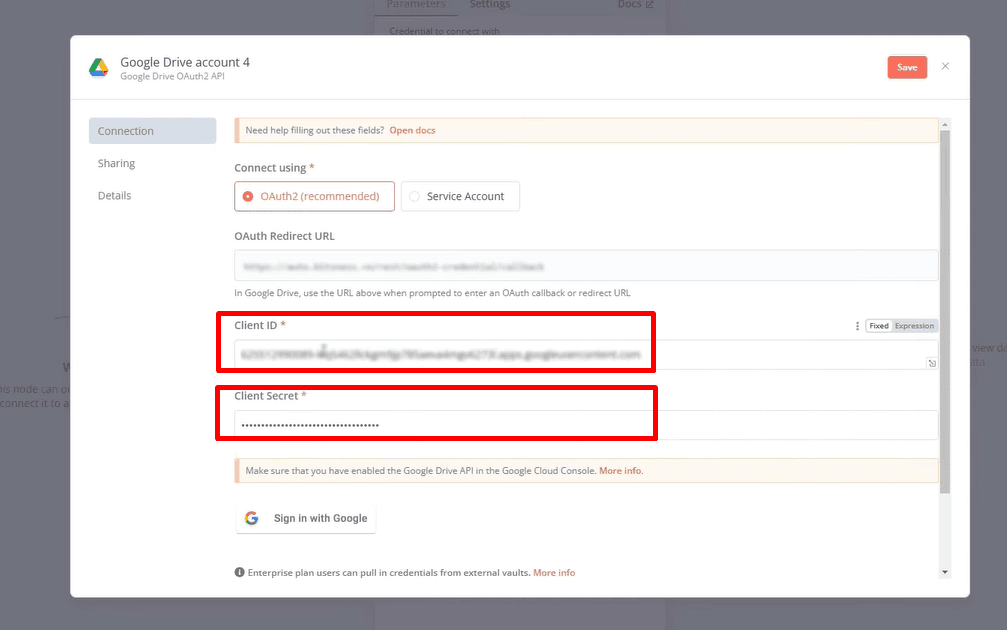 hướng dẫn kết nối n8n đến google cloud apis 19