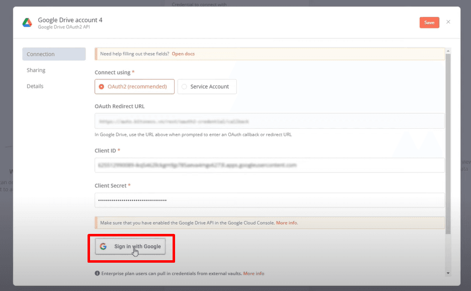 hướng dẫn kết nối n8n đến google cloud apis 20