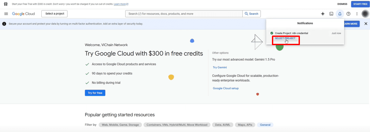 hướng dẫn kết nối n8n đến google cloud apis 3
