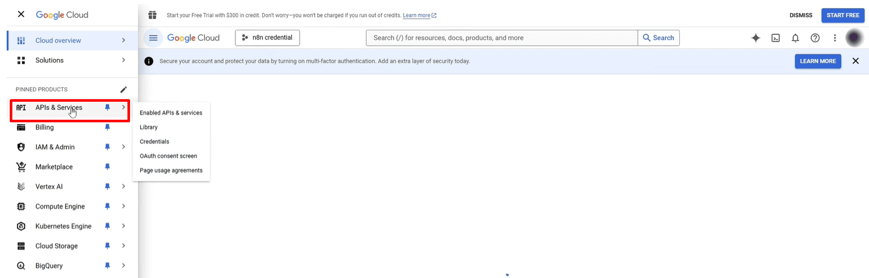 hướng dẫn kết nối n8n đến google cloud apis 4