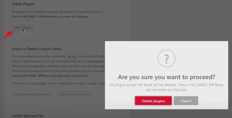 hướng dẫn reset wordpress về mặc định ban đầu bằng plugin 6