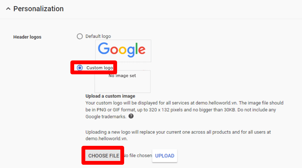 hướng dẫn thay đổi logo công ty trong google workspace 4