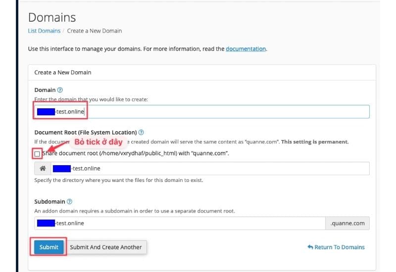 hướng dẫn thêm addon domain trên cpanel 2