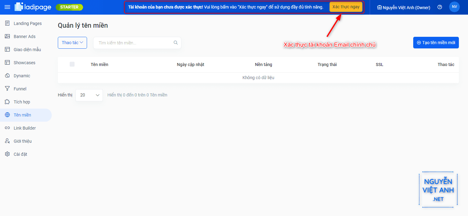 hướng dẫn trỏ domain về ladipage