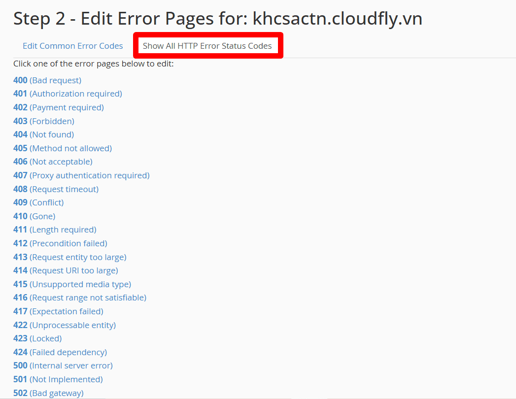 hướng dẫn tùy chỉnh error pages trên cpanel hosting 5